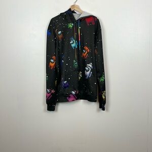 Among Us Graphic Pullover Boys Multicolor Long Sleeve Hoodie Video Game XL Black